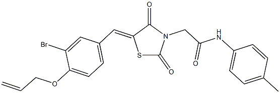 2-{5-[4-(allyloxy)-3-bromobenzylidene]-2,4-dioxo-1,3-thiazolidin-3-yl}-N-(4-methylphenyl)acetamide Structure