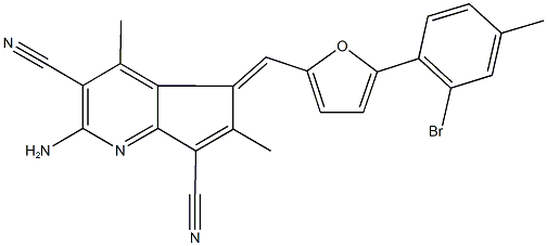 2-amino-5-{[5-(2-bromo-4-methylphenyl)-2-furyl]methylene}-4,6-dimethyl-5H-cyclopenta[b]pyridine-3,7-dicarbonitrile Structure