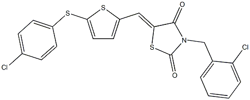 3-(2-chlorobenzyl)-5-({5-[(4-chlorophenyl)sulfanyl]thien-2-yl}methylene)-1,3-thiazolidine-2,4-dione 구조식 이미지