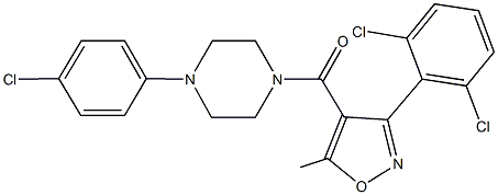 1-(4-chlorophenyl)-4-{[3-(2,6-dichlorophenyl)-5-methyl-4-isoxazolyl]carbonyl}piperazine Structure