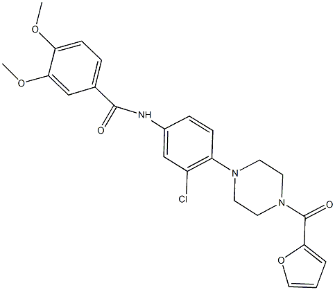 N-{3-chloro-4-[4-(2-furoyl)-1-piperazinyl]phenyl}-3,4-dimethoxybenzamide Structure