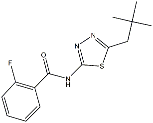 2-fluoro-N-(5-neopentyl-1,3,4-thiadiazol-2-yl)benzamide 구조식 이미지