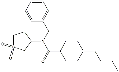 N-benzyl-4-butyl-N-(1,1-dioxidotetrahydro-3-thienyl)cyclohexanecarboxamide 구조식 이미지