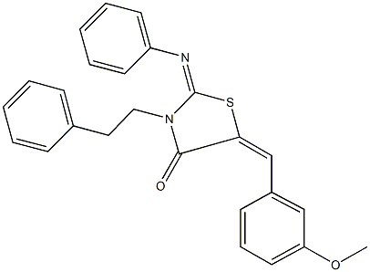 5-(3-methoxybenzylidene)-3-(2-phenylethyl)-2-(phenylimino)-1,3-thiazolidin-4-one 구조식 이미지