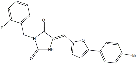 5-{[5-(4-bromophenyl)-2-furyl]methylene}-3-(2-fluorobenzyl)-2,4-imidazolidinedione Structure