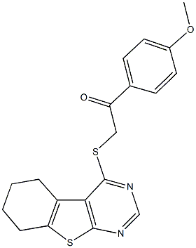 1-(4-methoxyphenyl)-2-(5,6,7,8-tetrahydro[1]benzothieno[2,3-d]pyrimidin-4-ylsulfanyl)ethanone 구조식 이미지