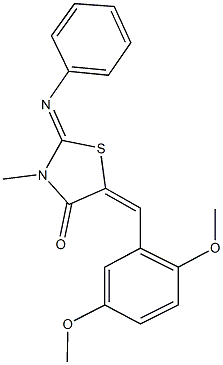 5-(2,5-dimethoxybenzylidene)-3-methyl-2-(phenylimino)-1,3-thiazolidin-4-one Structure