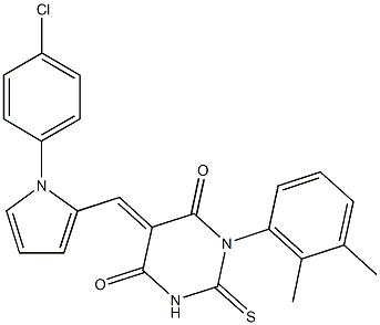 5-{[1-(4-chlorophenyl)-1H-pyrrol-2-yl]methylene}-1-(2,3-dimethylphenyl)-2-thioxodihydro-4,6(1H,5H)-pyrimidinedione Structure