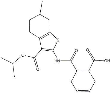 6-({[3-(isopropoxycarbonyl)-6-methyl-4,5,6,7-tetrahydro-1-benzothien-2-yl]amino}carbonyl)-3-cyclohexene-1-carboxylic acid Structure