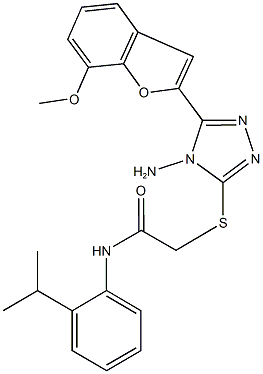 2-{[4-amino-5-(7-methoxy-1-benzofuran-2-yl)-4H-1,2,4-triazol-3-yl]sulfanyl}-N-(2-isopropylphenyl)acetamide 구조식 이미지