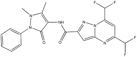 5,7-bis(difluoromethyl)-N-(1,5-dimethyl-3-oxo-2-phenyl-2,3-dihydro-1H-pyrazol-4-yl)pyrazolo[1,5-a]pyrimidine-2-carboxamide Structure