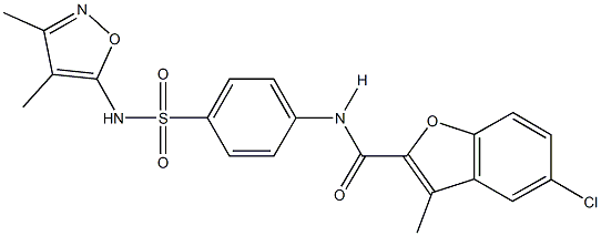 5-chloro-N-(4-{[(3,4-dimethyl-5-isoxazolyl)amino]sulfonyl}phenyl)-3-methyl-1-benzofuran-2-carboxamide 구조식 이미지