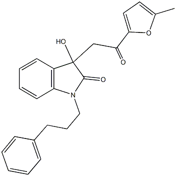 3-hydroxy-3-[2-(5-methyl-2-furyl)-2-oxoethyl]-1-(3-phenylpropyl)-1,3-dihydro-2H-indol-2-one 구조식 이미지