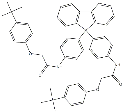 2-(4-tert-butylphenoxy)-N-{4-[9-(4-{[(4-tert-butylphenoxy)acetyl]amino}phenyl)-9H-fluoren-9-yl]phenyl}acetamide 구조식 이미지