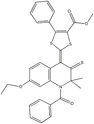 methyl 2-(1-benzoyl-7-ethoxy-2,2-dimethyl-3-thioxo-2,3-dihydro-4(1H)-quinolinylidene)-5-phenyl-1,3-dithiole-4-carboxylate Structure