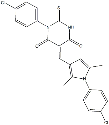 1-(4-chlorophenyl)-5-{[1-(4-chlorophenyl)-2,5-dimethyl-1H-pyrrol-3-yl]methylene}-2-thioxodihydro-4,6(1H,5H)-pyrimidinedione Structure