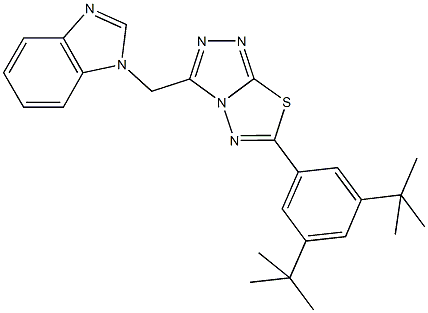 1-{[6-(3,5-ditert-butylphenyl)[1,2,4]triazolo[3,4-b][1,3,4]thiadiazol-3-yl]methyl}-1H-benzimidazole Structure