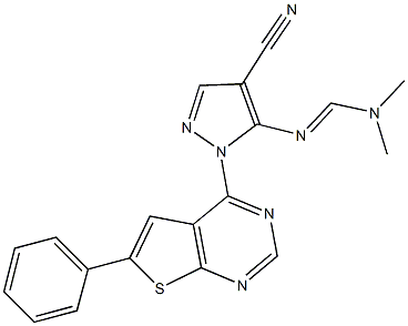 N'-[4-cyano-1-(6-phenylthieno[2,3-d]pyrimidin-4-yl)-1H-pyrazol-5-yl]-N,N-dimethylimidoformamide Structure