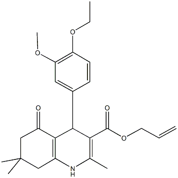 prop-2-enyl 4-[4-(ethyloxy)-3-(methyloxy)phenyl]-2,7,7-trimethyl-5-oxo-1,4,5,6,7,8-hexahydroquinoline-3-carboxylate Structure