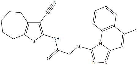 N-(3-cyano-5,6,7,8-tetrahydro-4H-cyclohepta[b]thien-2-yl)-2-[(5-methyl[1,2,4]triazolo[4,3-a]quinolin-1-yl)sulfanyl]acetamide 구조식 이미지