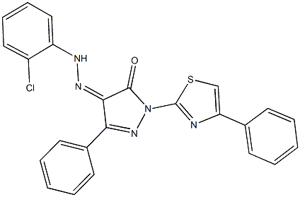3-phenyl-1-(4-phenyl-1,3-thiazol-2-yl)-1H-pyrazole-4,5-dione 4-[(2-chlorophenyl)hydrazone] 구조식 이미지