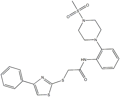 N-{2-[4-(methylsulfonyl)-1-piperazinyl]phenyl}-2-[(4-phenyl-1,3-thiazol-2-yl)sulfanyl]acetamide 구조식 이미지