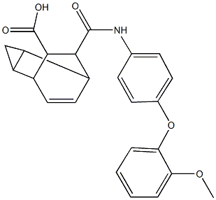 7-{[4-(2-methoxyphenoxy)anilino]carbonyl}tricyclo[3.2.2.0~2,4~]non-8-ene-6-carboxylic acid 구조식 이미지