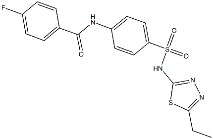 N-(4-{[(5-ethyl-1,3,4-thiadiazol-2-yl)amino]sulfonyl}phenyl)-4-fluorobenzamide 구조식 이미지