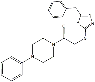 5-benzyl-1,3,4-oxadiazol-2-yl 2-oxo-2-(4-phenyl-1-piperazinyl)ethyl sulfide Structure
