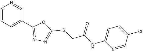 N-(5-chloro-2-pyridinyl)-2-{[5-(3-pyridinyl)-1,3,4-oxadiazol-2-yl]sulfanyl}acetamide 구조식 이미지