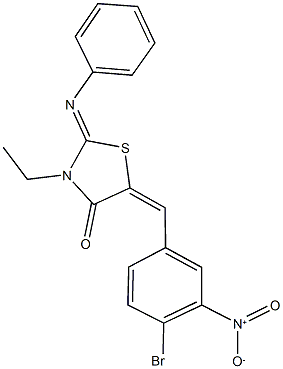 5-{4-bromo-3-nitrobenzylidene}-3-ethyl-2-(phenylimino)-1,3-thiazolidin-4-one 구조식 이미지