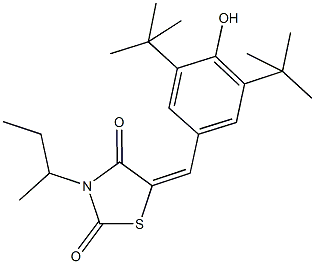3-sec-butyl-5-(3,5-ditert-butyl-4-hydroxybenzylidene)-1,3-thiazolidine-2,4-dione Structure