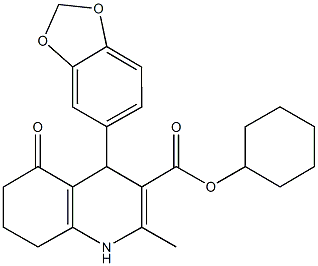 cyclohexyl 4-(1,3-benzodioxol-5-yl)-2-methyl-5-oxo-1,4,5,6,7,8-hexahydro-3-quinolinecarboxylate 구조식 이미지