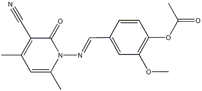 4-{[(3-cyano-4,6-dimethyl-2-oxopyridin-1(2H)-yl)imino]methyl}-2-methoxyphenyl acetate Structure