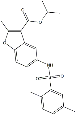 isopropyl 5-{[(2,5-dimethylphenyl)sulfonyl]amino}-2-methyl-1-benzofuran-3-carboxylate 구조식 이미지