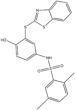 N-[3-(1,3-benzothiazol-2-ylsulfanyl)-4-hydroxyphenyl]-2,5-dimethylbenzenesulfonamide Structure