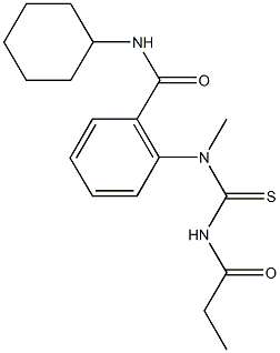 N-cyclohexyl-2-{methyl[(propionylamino)carbothioyl]amino}benzamide Structure