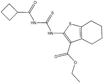 ethyl 2-({[(cyclobutylcarbonyl)amino]carbothioyl}amino)-4,5,6,7-tetrahydro-1-benzothiophene-3-carboxylate Structure