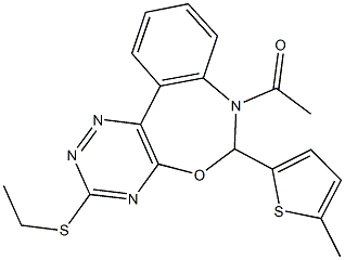 7-acetyl-6-(5-methyl-2-thienyl)-6,7-dihydro[1,2,4]triazino[5,6-d][3,1]benzoxazepin-3-yl ethyl sulfide Structure