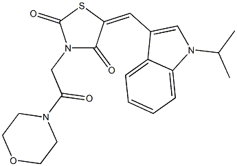 5-[(1-isopropyl-1H-indol-3-yl)methylene]-3-[2-(4-morpholinyl)-2-oxoethyl]-1,3-thiazolidine-2,4-dione 구조식 이미지