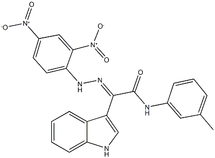 2-({2,4-dinitrophenyl}hydrazono)-2-(1H-indol-3-yl)-N-(3-methylphenyl)acetamide 구조식 이미지
