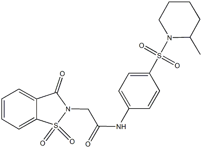 2-(1,1-dioxido-3-oxo-1,2-benzisothiazol-2(3H)-yl)-N-{4-[(2-methyl-1-piperidinyl)sulfonyl]phenyl}acetamide 구조식 이미지