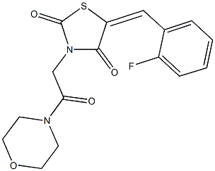 5-(2-fluorobenzylidene)-3-[2-(4-morpholinyl)-2-oxoethyl]-1,3-thiazolidine-2,4-dione 구조식 이미지