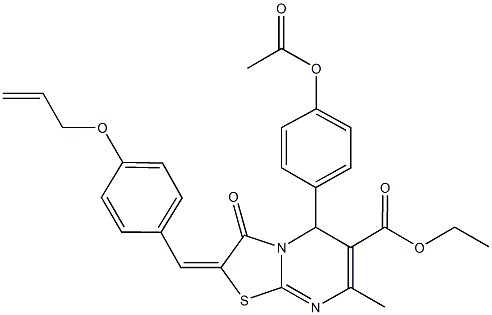 ethyl 5-[4-(acetyloxy)phenyl]-2-[4-(allyloxy)benzylidene]-7-methyl-3-oxo-2,3-dihydro-5H-[1,3]thiazolo[3,2-a]pyrimidine-6-carboxylate Structure