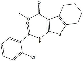 methyl 2-[(2-chlorobenzoyl)amino]-4,5,6,7-tetrahydro-1-benzothiophene-3-carboxylate 구조식 이미지