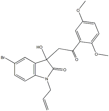 1-allyl-5-bromo-3-[2-(2,5-dimethoxyphenyl)-2-oxoethyl]-3-hydroxy-1,3-dihydro-2H-indol-2-one Structure