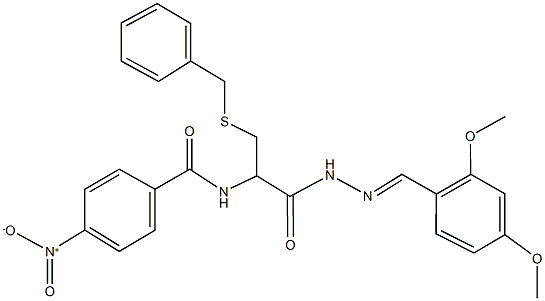 N-{1-[(benzylsulfanyl)methyl]-2-[2-(2,4-dimethoxybenzylidene)hydrazino]-2-oxoethyl}-4-nitrobenzamide 구조식 이미지