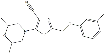 5-(2,6-dimethyl-4-morpholinyl)-2-[(3-methylphenoxy)methyl]-1,3-oxazole-4-carbonitrile Structure