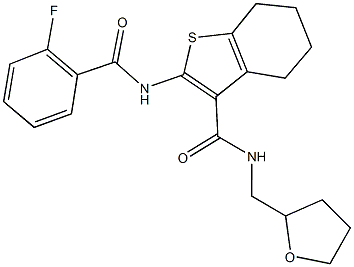 2-[(2-fluorobenzoyl)amino]-N-(tetrahydrofuran-2-ylmethyl)-4,5,6,7-tetrahydro-1-benzothiophene-3-carboxamide Structure