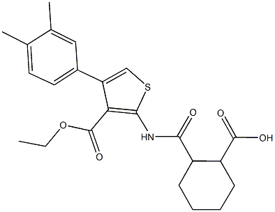 2-({[4-(3,4-dimethylphenyl)-3-(ethoxycarbonyl)thien-2-yl]amino}carbonyl)cyclohexanecarboxylic acid 구조식 이미지